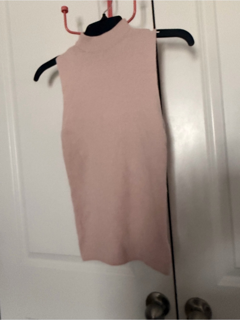 Sleeveless Mock Neck Sweater Tank Top - Light Pink